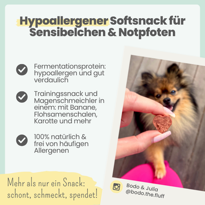Herzenshappen mit Fermentationsprotein – softer Snack für sensible Hunde